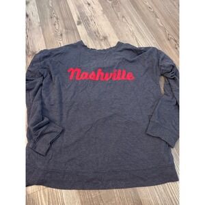 Thread & Supply Nashville Sweatshirt Navy Blue Red Script Pullover Large